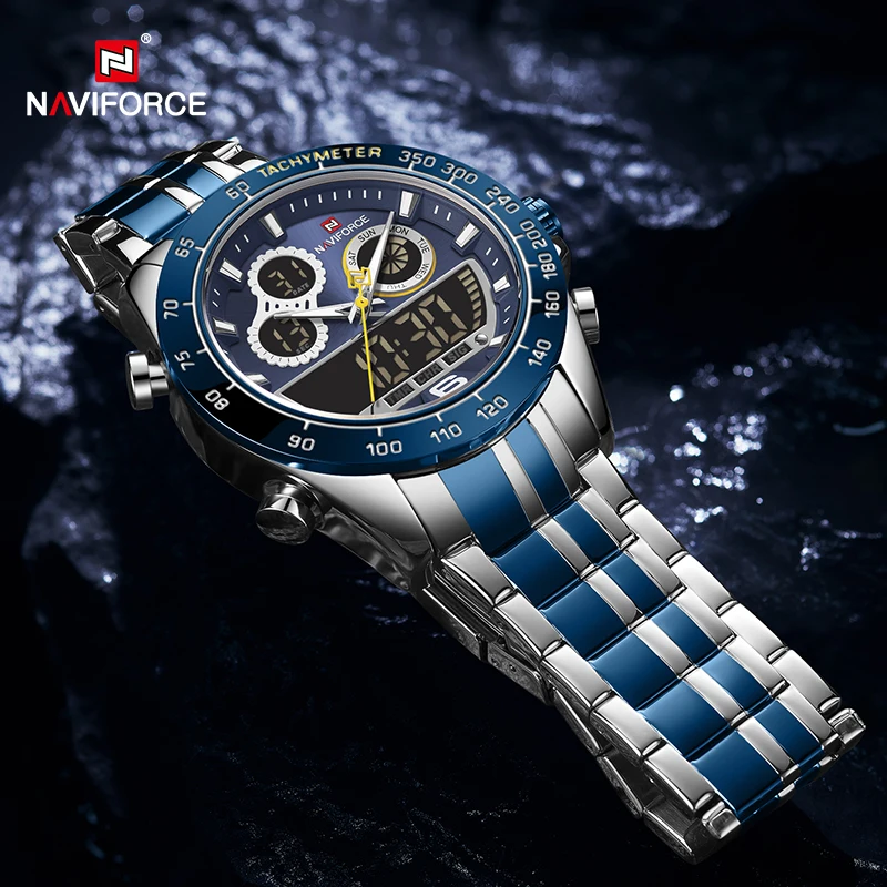 NAVIFORCE Men Military Luxury Watch Quartz Sport Casual Full Steel Wrist Watch Digital Analog Waterproof Clock Relogio Masculino