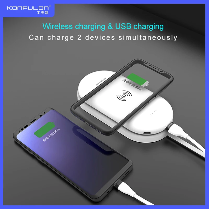 

Wireless Charger Power Bank For iPhone Samsung Huawei 8000amh Portable External Battery Pack USB Output Poverbank For Xiaomi