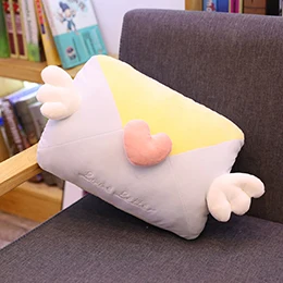 Yellow Подушка с надписью Love Hands, плюшевая, теплая, крылья ангела, Подушка для сна, зимняя, ручная, теплая, конфетная, цветная, подушка, сказать, любовь, подарок, 45 см - Цвет: Yellow