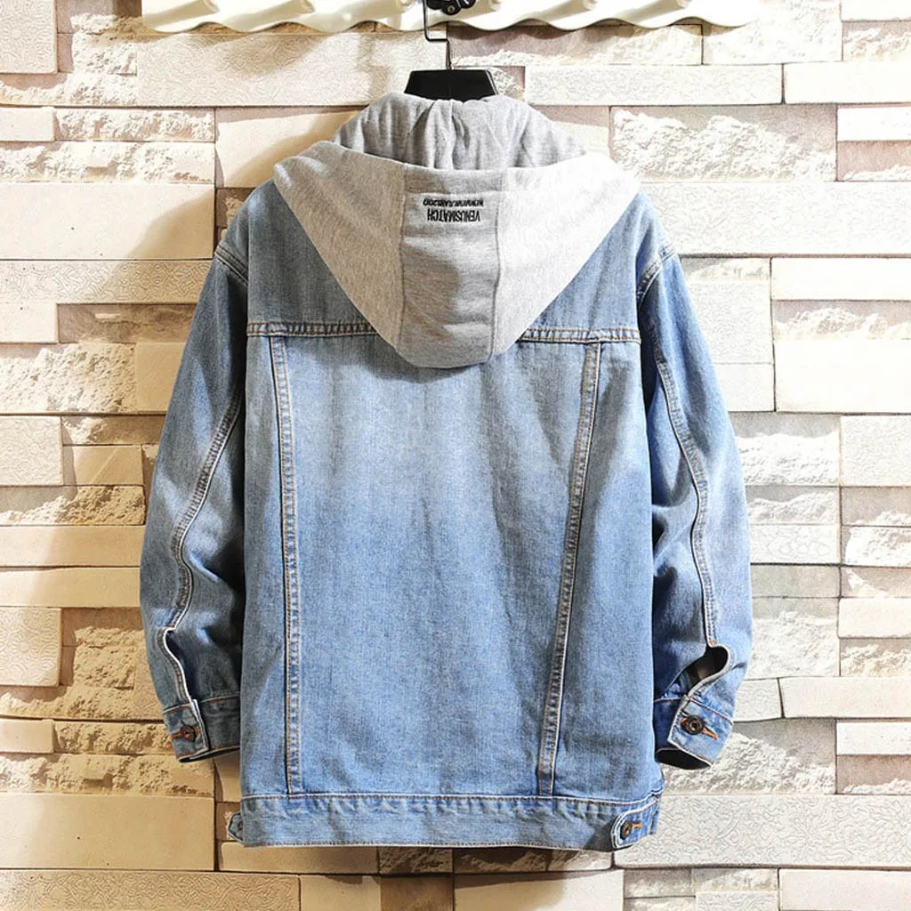 

Men's Jacket Solid Color Denim Casual Fall Winter Jacket Hoodie Long Sleeve Sweatshirt Jacket Top 9.2