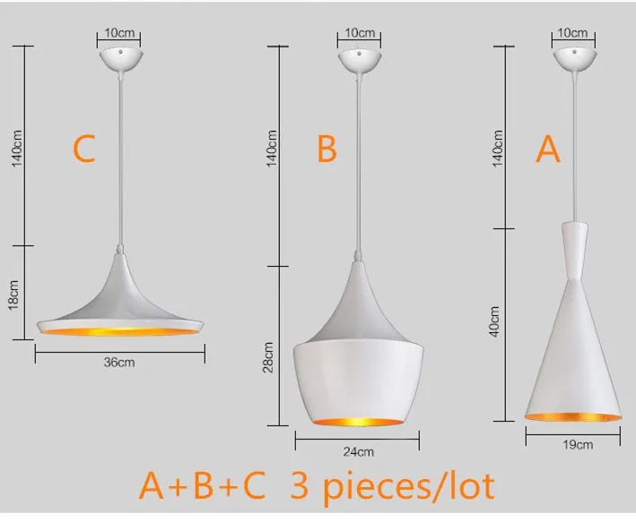 Современный E27 музыкальный Алюминий медного оттенка Музыкальная подвеска лампы ABC(высокий, толстый и широкий угол) Beat подвесной светильник, 110 V/220 V/230 V 3 шт./упак - Цвет корпуса: ABC white