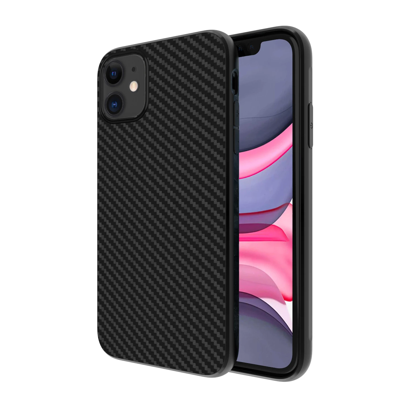 Carbon Fiber Silicone Case for iPhone 13 12 11 XR 7 8 Plus Full