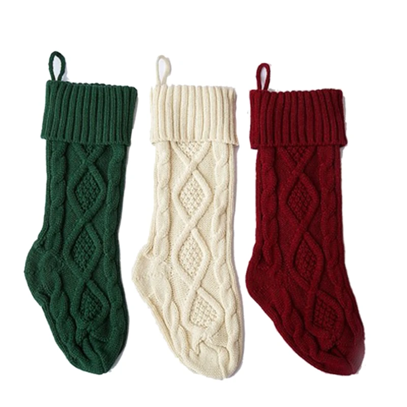 3-Piece Set Of Knitted Woolen Home Wall Decoration Candy Bag Socks Diamond Gift Ornaments | Дом и сад