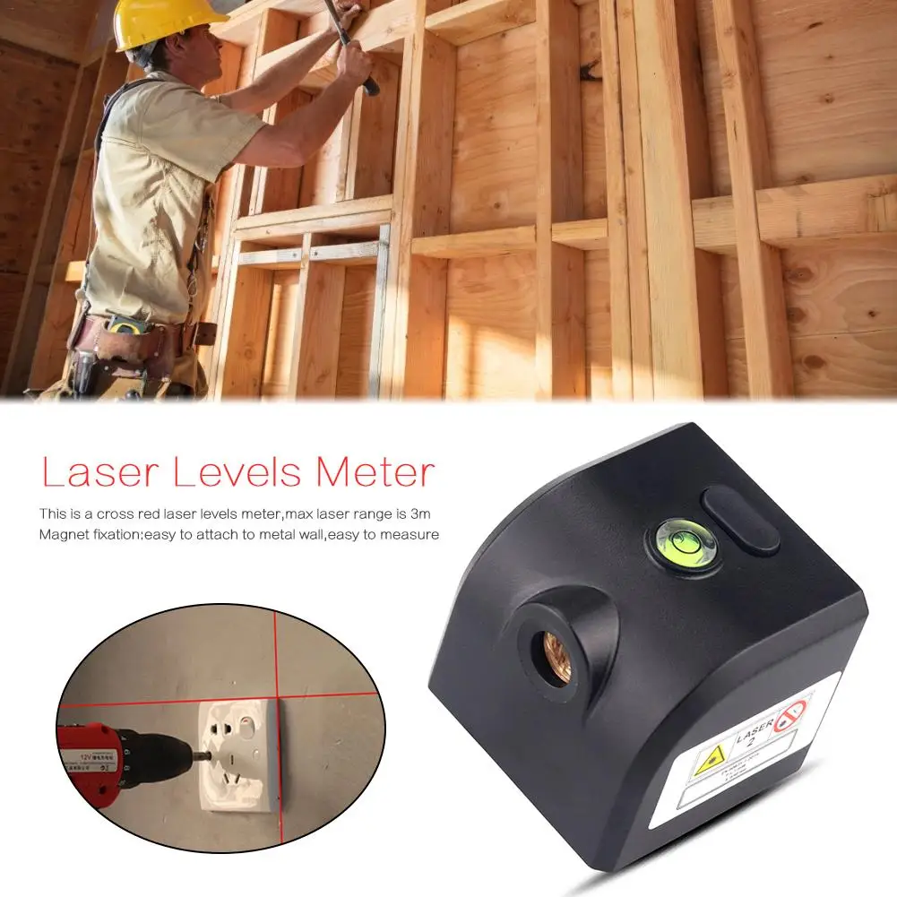 Mini Black Laser Level 360 Degree Cross Line Rotary Level Measuring Instruments 4 Lines 5 Points For Construction Tools