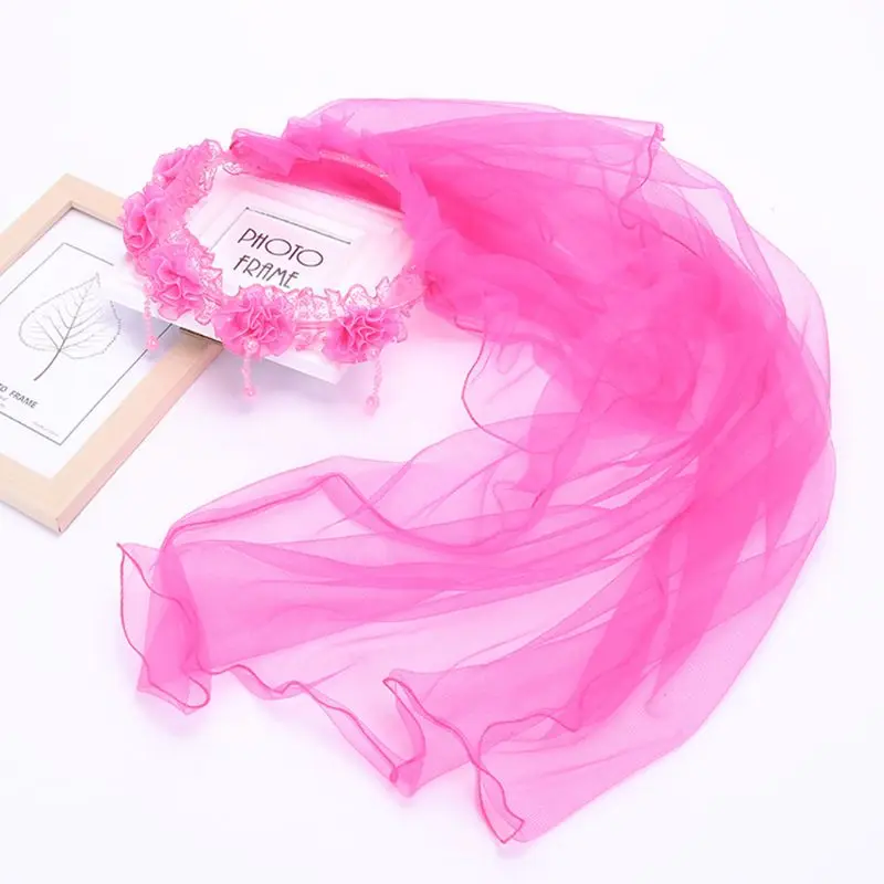 Обруч для волос двухуровневый девочек кружевной венок из сетчатой вуали с