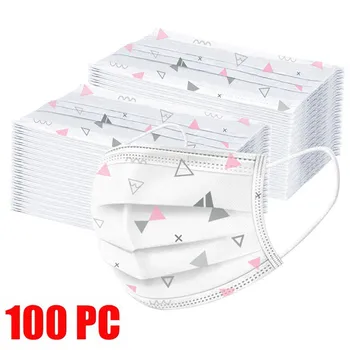 

100pcs Children Disposable Mask Cartoon Print Dustproof Mascararilla 3ply Non-woven Meltblown Ear Loop Masque Mondmasker