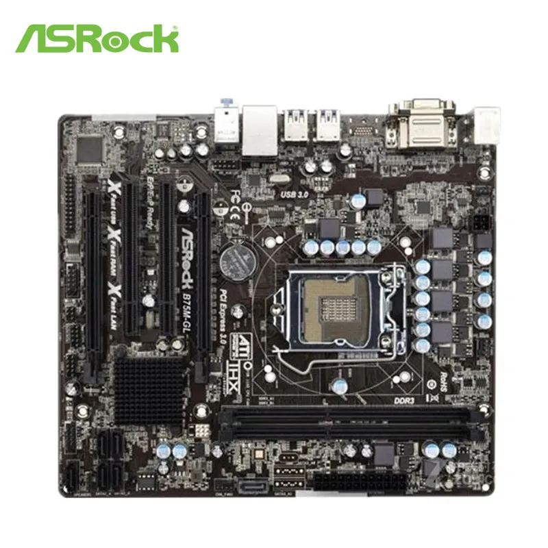 Б/у оригинальная материнская плата ASRock B75M-GL LGA 1155 B75 USB3 ATX будет протестирована перед отправкой