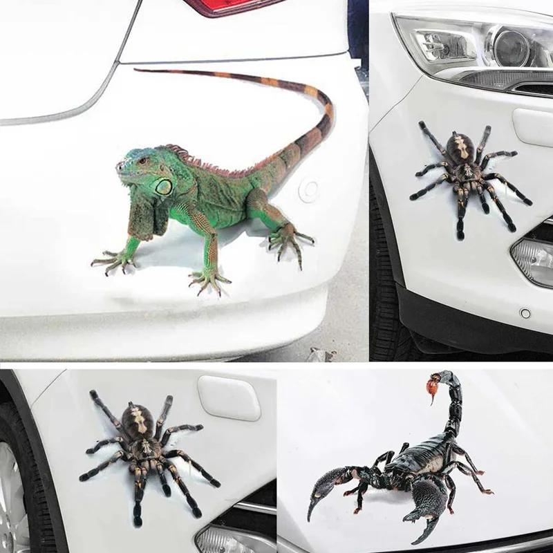 

Car 3D Spider Animal Sticker Creative Personality Scorpion Lizard Decal Front Bumper Trim Car Styling Auto Exterior Stickers