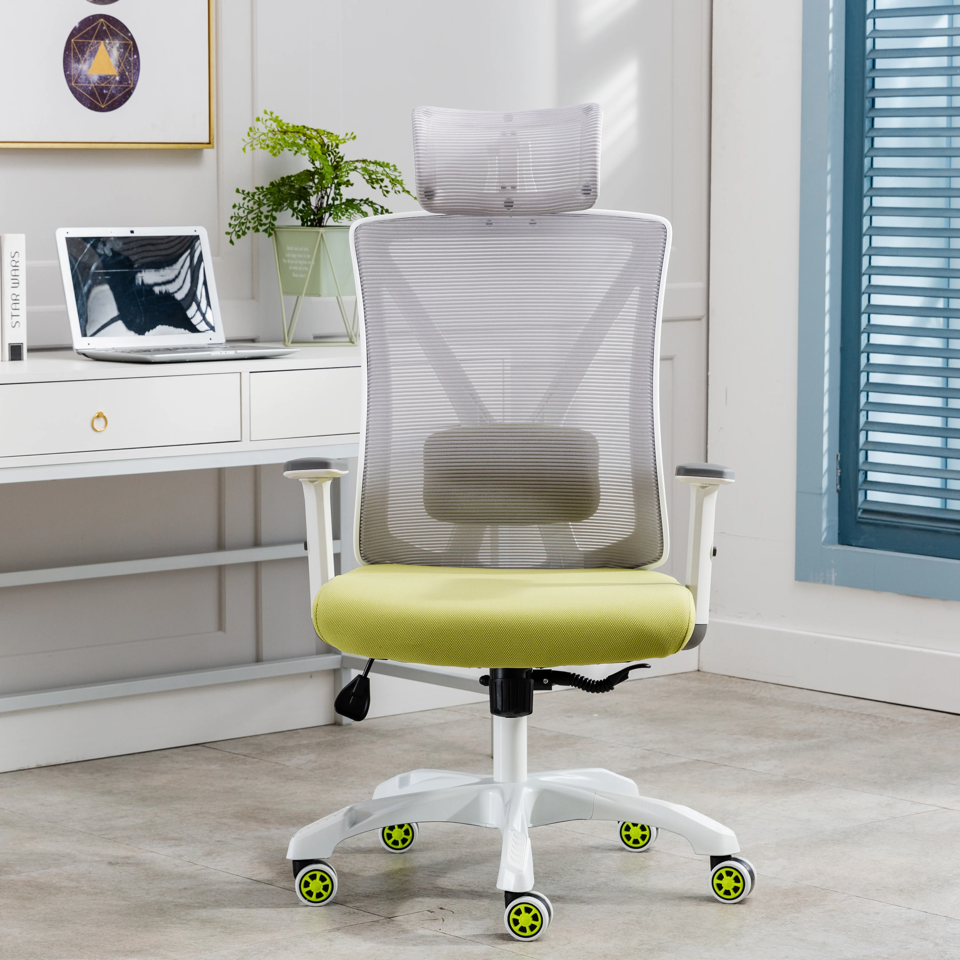

Ergonomic Home Office Chair W/Adjustable Lumbar Support&Armrests Breathable Mesh Back&Padded Computer Chair Pink/Green[US-W]