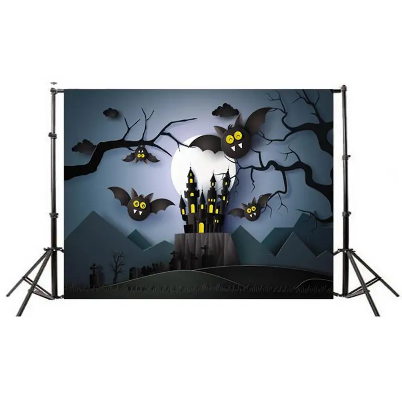 Прочный Хэллоуин фон ткань счастливый замок с летучими мышами шаблон фотостудия фоновое Украшение Аксессуары 0,9X1,5 m