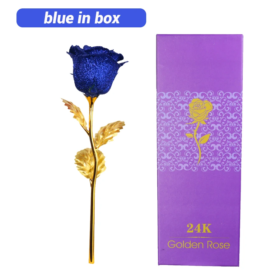 Красочный светодиодный Galaxy Rose искусственная светящаяся сказочная роза цветы для девочки День Святого Валентина Подарочная коробка Свадебная вечеринка домашний декор - Цвет: 1pc blue in box