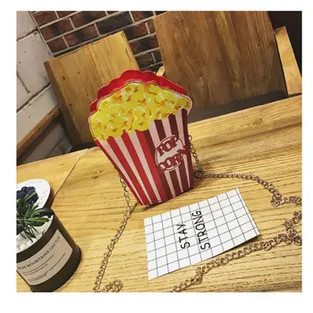 

Cute Cartoon Chain PU Shoulder Messenger Bag Hamburger/Ice Cream/Popcorn Shaped Crossbody Women Bags Large Capacity Handbags