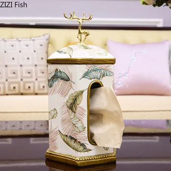 

Resin Removable Tissue Boxes Case Removable Napkin Holders Desktop Decor American Golden Deer Tissue Case Home Decor Accessories