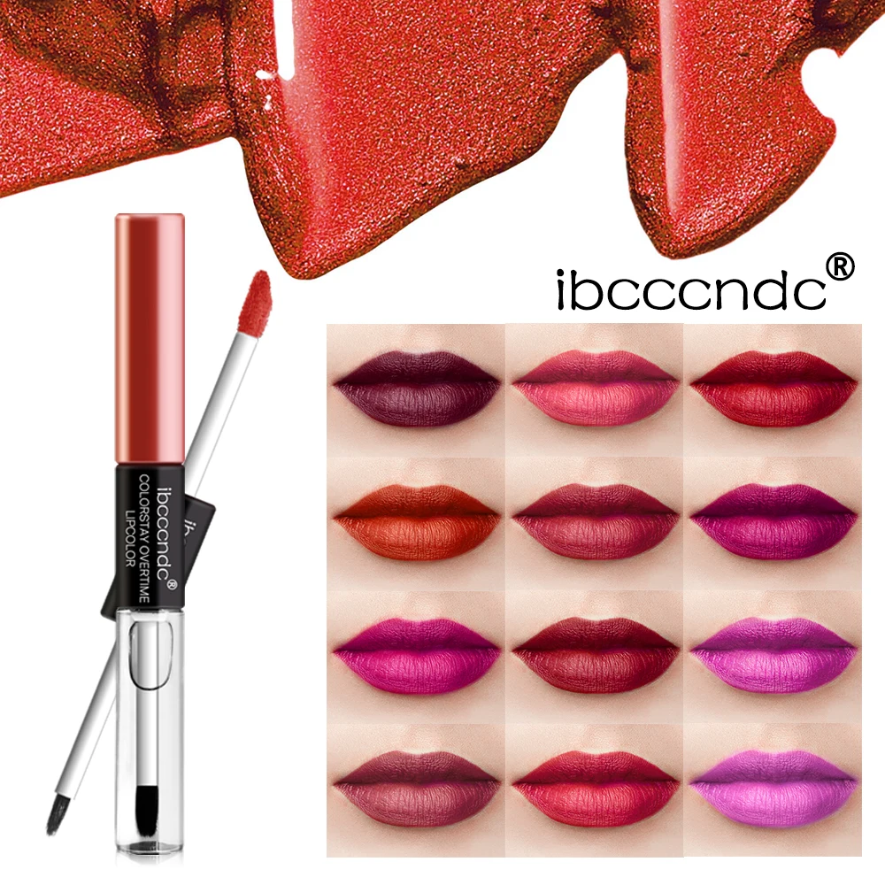 

1pc 12 Colors Lip Glaze Natural Long Lasting Moisturizing Lip Gloss Matte No Fading Double Head Lip Glaze Makeup Lipgloss TSLM1