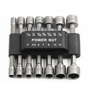 

14pcs Hexagon Handle Socket Wrench Screwdriver Set Bit Set For Electric Screwdriver Hand Tools No Magnetic Power Driver Adapter