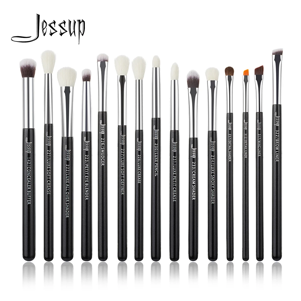 

Jessup Brand Black/Silver Professional Makeup Brushes Set Make up Brush Tools kit Eye Liner Shader natural-synthetic hair