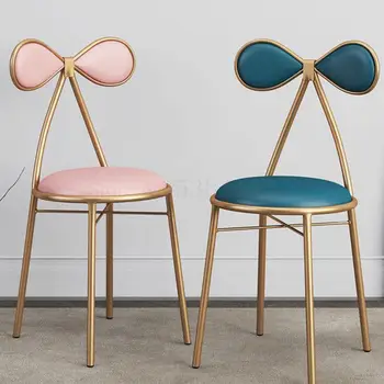 

Nordic Style Simple Leisure Chair Gold Metal Restaurant Net Red Chair Single Makeup Bow Chair Iron Stool