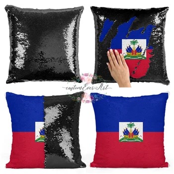 

Haiti Personalized custom picture pillow cover，home pillow reversible mermaid sequin pillow case cover
