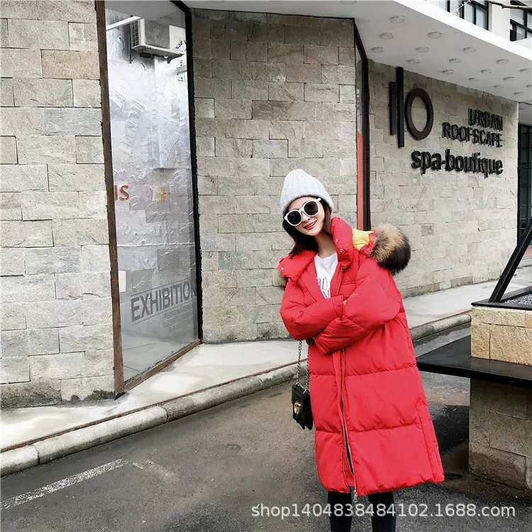 Стиль Dongdaemun, корейский стиль, свободный, толстый, более размера d, меховой воротник, средней длины, пуховик для женщин, большой размер, для беременных