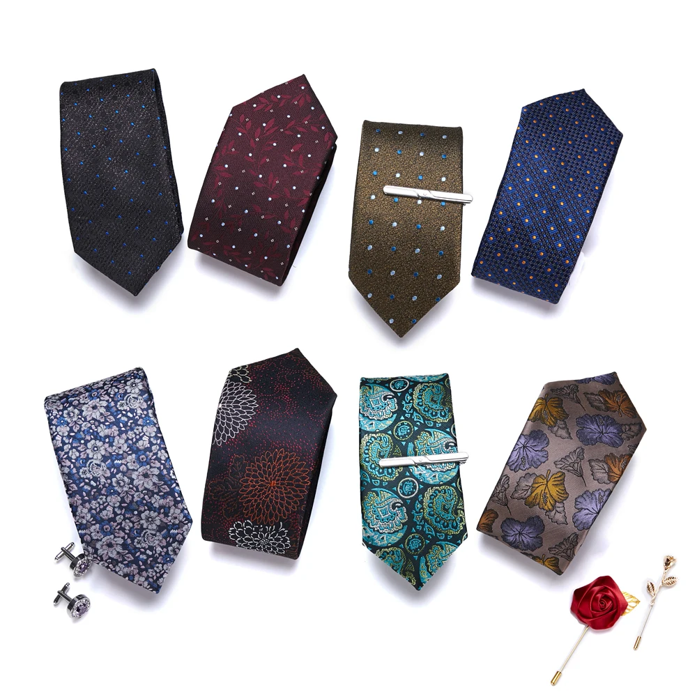 

100 Styles Silk Men's Ties Stripe Flower Floral 7.5 cm Jacquard Necktie Accessories Daily Wear Cravat Wedding Party Gift for Man