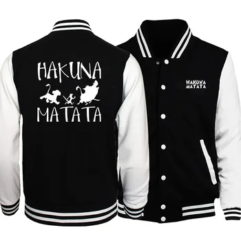 

Men hakuna matata print trend baseball uniform casual comfortable sweatshirts 2019 autumn winter funny streetwear homme jackets