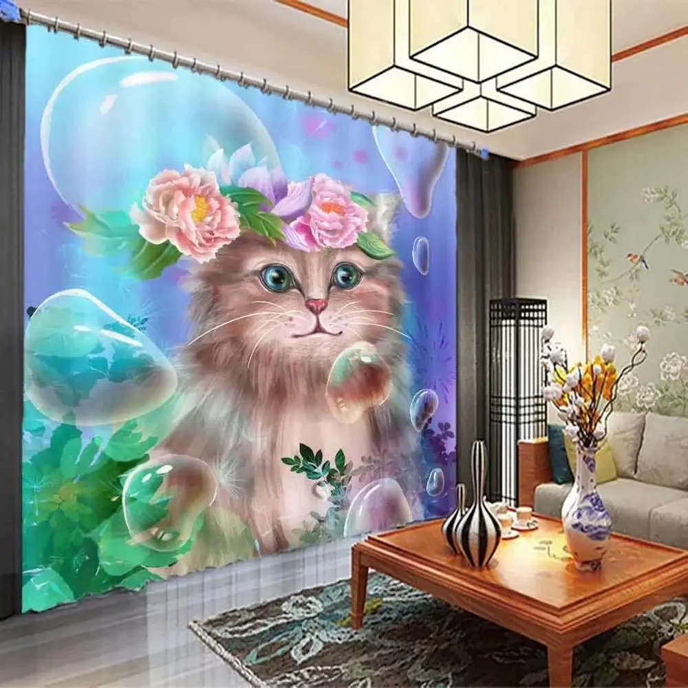 3D шторы для животных, занавески на заказ, музыкальные занавески для гостиной, Детские затемненные занавески, современные занавески для любой комнаты, высота