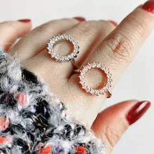 SINLEERY, роскошные элегантные круглые кольца на пальцы, розовое золото, серебро, инкрустация кристаллами, свадебные кольца для женщин, ювелирные изделия JZ023 SSD