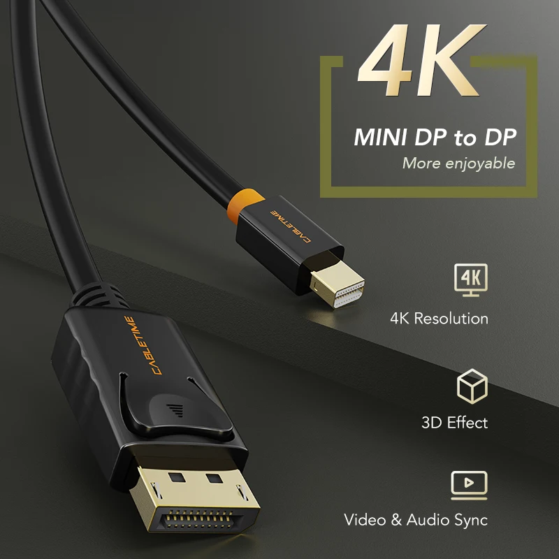 Кабель CABLETIME Mini Display Port to Cable 4K 60HZ Thunderbolt DP For Macbook C052|Кабели VGA| |