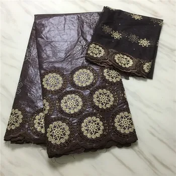 

2019 New arrival Stone african Bazin riche fabric with embroidery lace / bazin riche dress material Nigerian PL112731