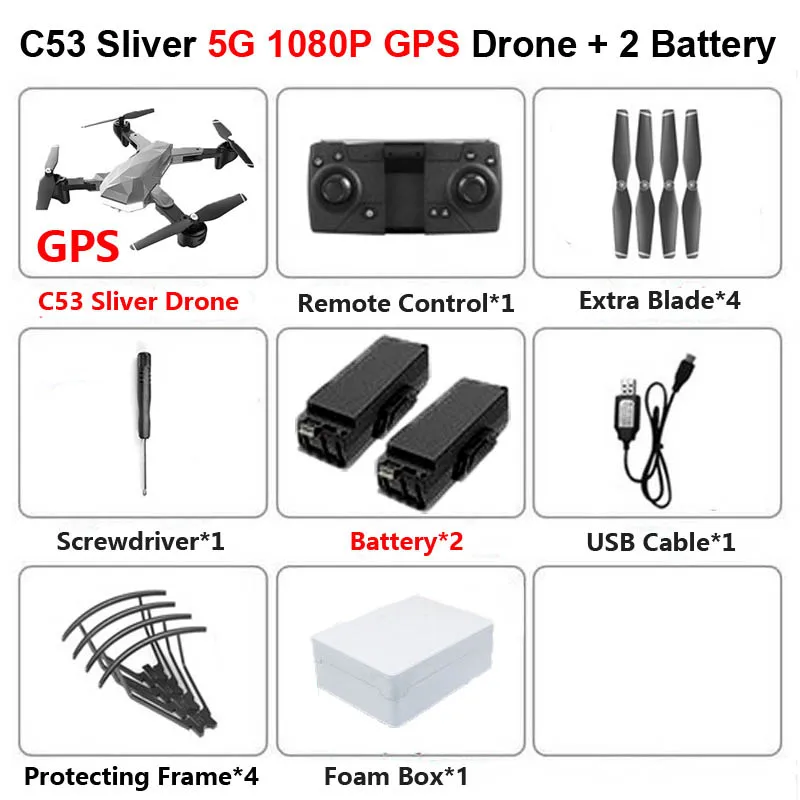 5G GPS 1080P S 2B C53 складной Профессиональный Дрон с двойной камерой 4K 5G gps WiFi FPV оптический поток RC вертолет Квадрокоптер детские игрушки SG907 E520S - Цвет: 5G GPS 1080P S 2B