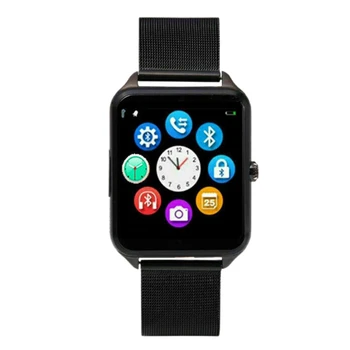 

Z60 Smart Watch Metal Strap Support Camera SIM TF Card Bluetooth Compatible Android PK Y1 S8 X7D DZ09 V8 Watch(Black)