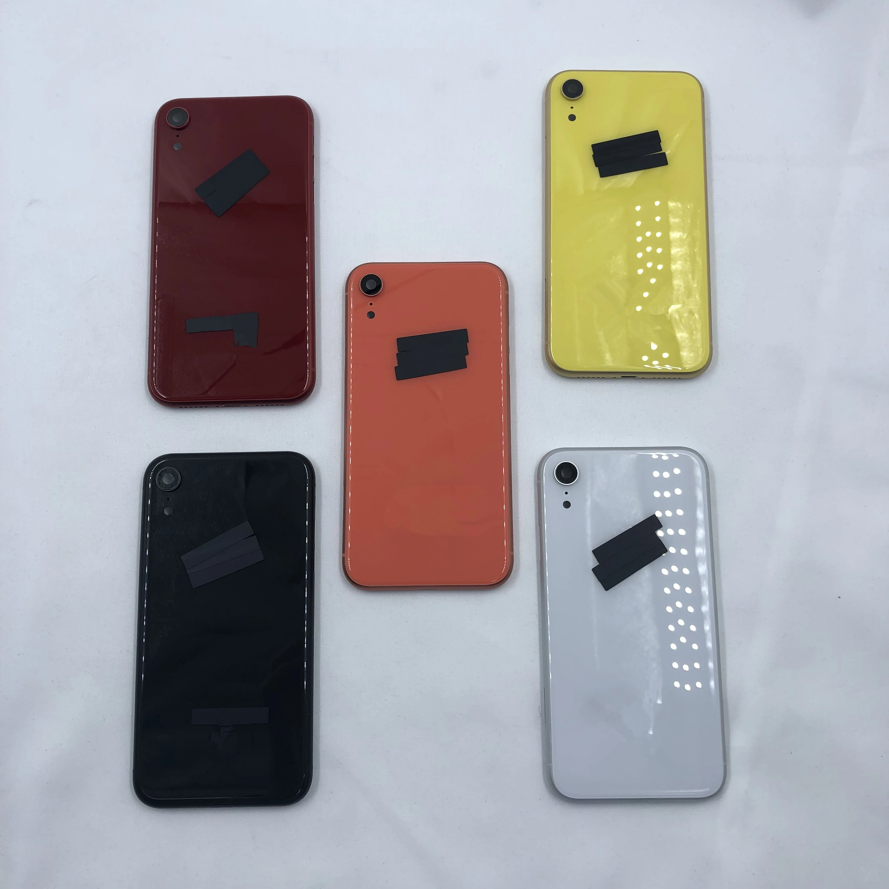 Для iPhone XR задняя крышка задний корпус сменный части 6 цветов Задняя стеклянная средняя рамка Шасси крышка батареи Дверь для ремонта XR