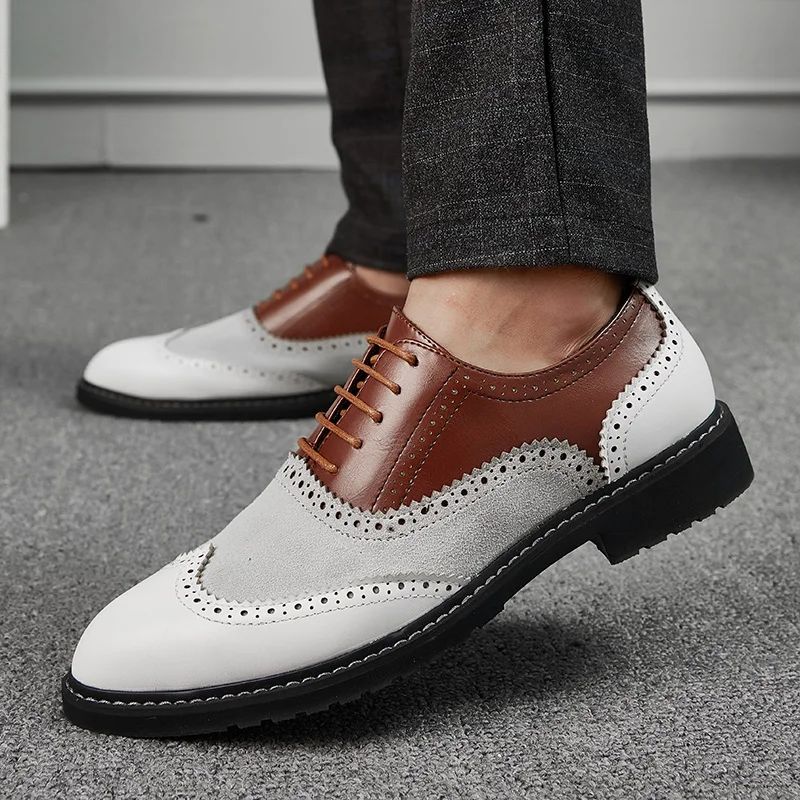 

Fashion Oxfords Leather Men Shoes Outdoor Casual Pointed Top Formal Business comfortable Wedding Dress Flats big size