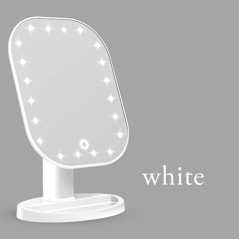 20 LEDs white Светодиодный зеркало панель регулировки яркости подсветки Сенсорный экран зеркало для макияжа класса люкс зеркало с 20 светодиодный свет 180 градусов регулируемый стол с зеркалом для макияжа - Цвет: 20 LEDs white