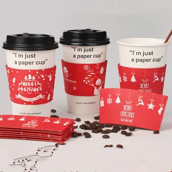 

50pcs High quality Christmas party favors disposable cups 500ml cold hot drink coffee tea packaging white paper cup with lid