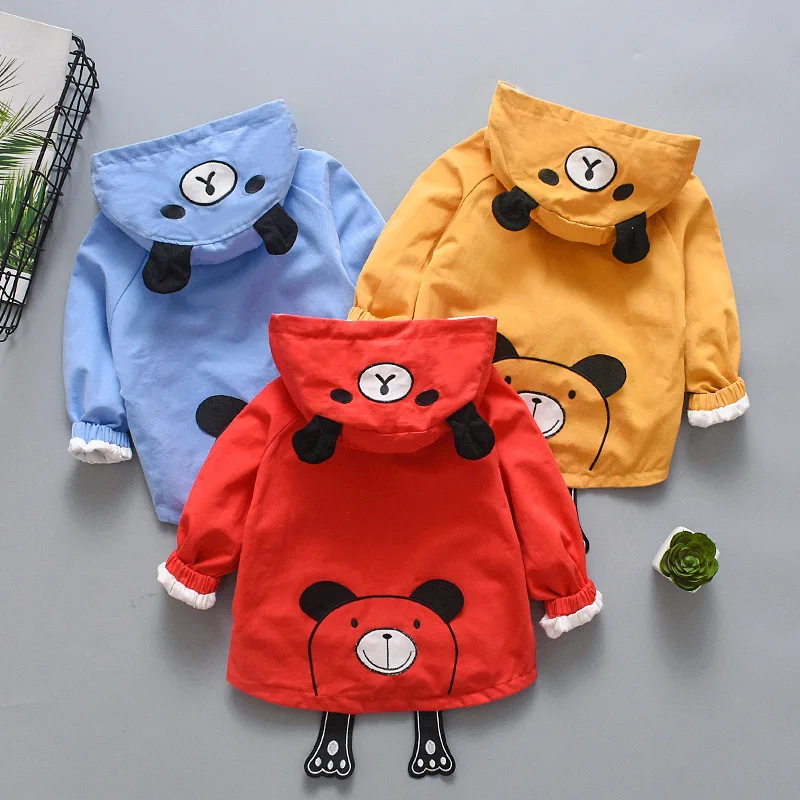 

Spring - Autumn Baby Jacket Long Sleeved Cartoon Zip Coat 1-5Y Cute Printed Bear Outwear Girls Fall Coat Red Clothes Tops Hoodie