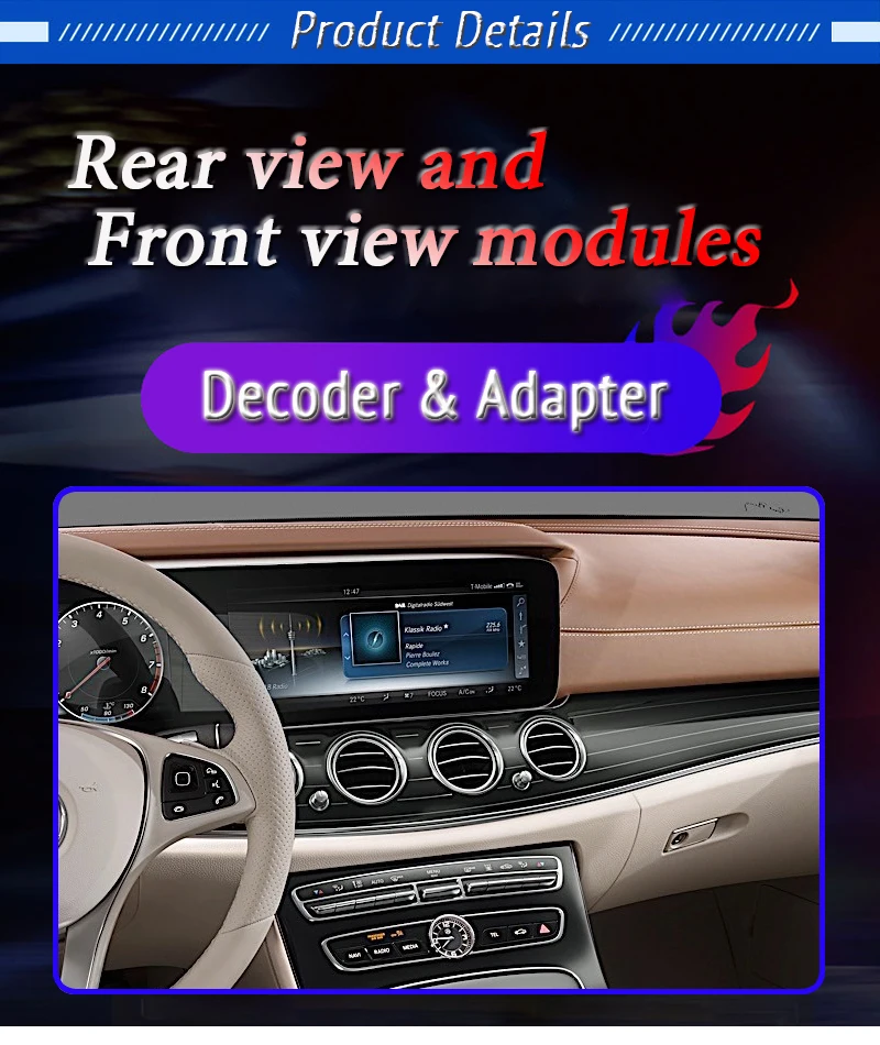 For Mercedes-Benz E-Class W212 C207 A207 2012~2020 Rear View Camera Module Decoder Parking Original Screen Upgrading CAM Adapter FGGHGC