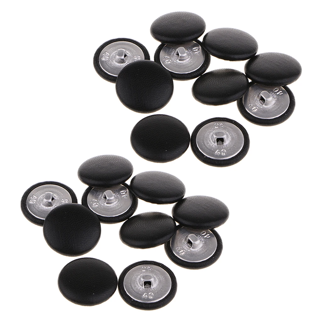 20Pcs Artificial Leather Covered Buttons Upholstery Buttons Sewing Crafts 25mm Round