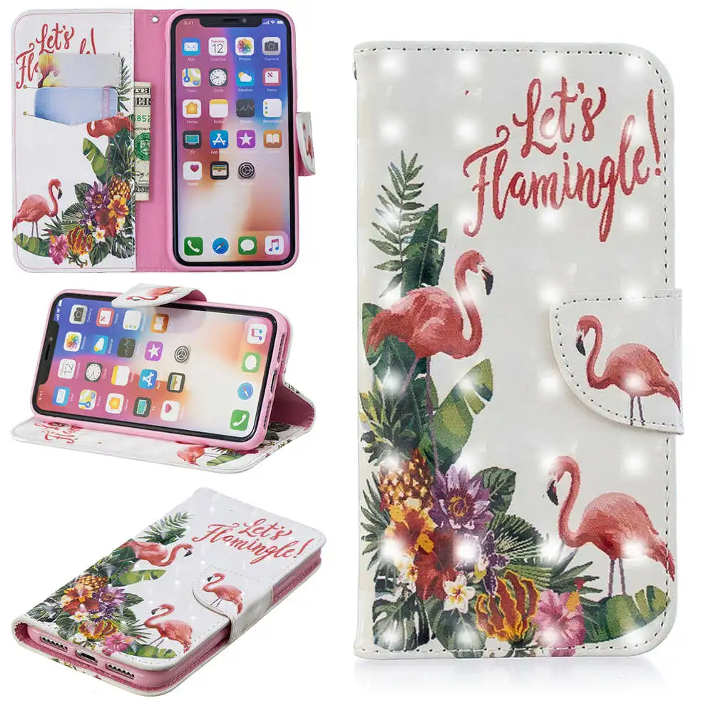 3D чехол-книжка для iphone XS 11 Pro Max, кожаный чехол-книжка для iphone XS Max XR X 7 8 6 6S Plus, чехол для телефона с отделением для карт - Цвет: 3