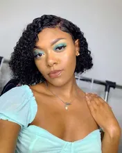 Peluca de pelo humano con corte Bob brasileño de ondas profundas cabello Natural SVT Remy, peluca con malla frontal con pelo de bebé