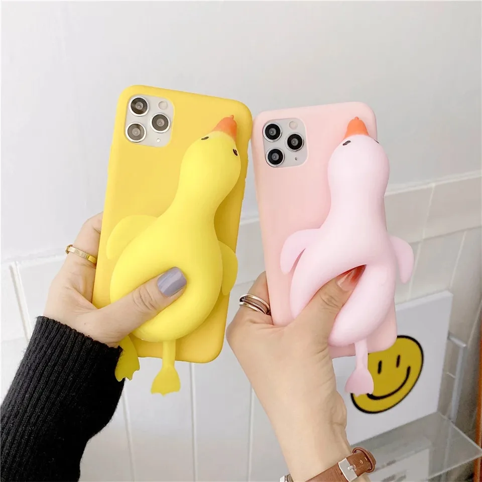 Relive Stress Duck Case For Samsung Galaxy S6 S7 Edge S8 S9 S10 S10e S21 S20 FE Note 8 9 10 Plus Lite 20 Ultra Fidget Toys Cover | Мобильные