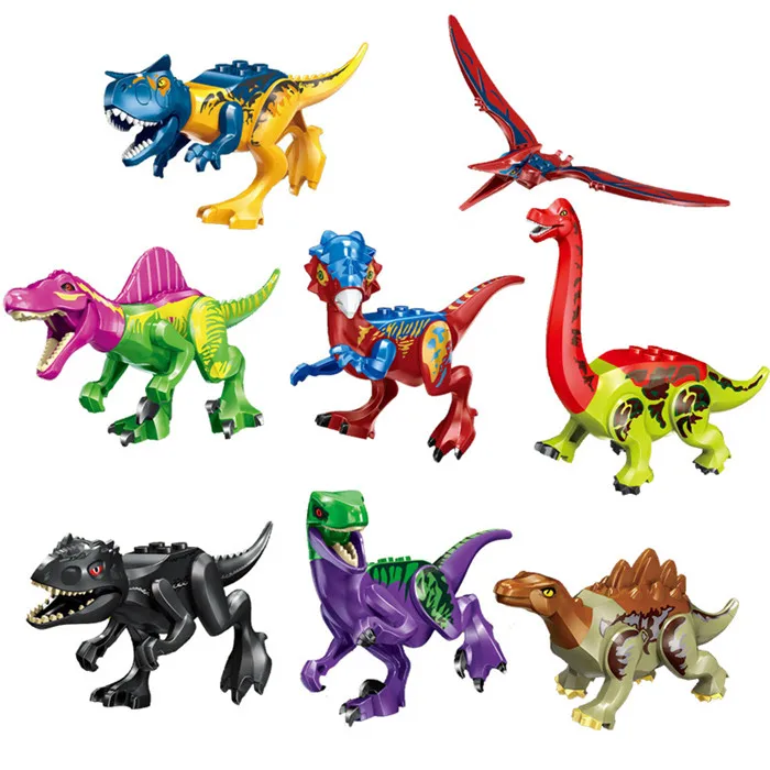 8 Pcs Dinosaurs World Dinosaurs Figures Building Blocks Bricks Tyrannosaurus Assemble Dinosaurs Classic Kids Toy For Gift