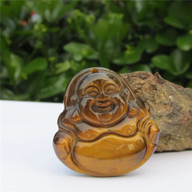 Drop ship Hand Made Tiger eye stone Pendant Maitreya Buddha Jade Pendant Necklace For Women Men pendant Jewelry