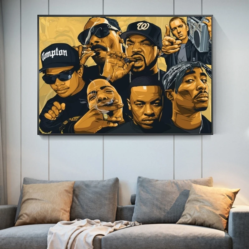 Настенная Картина на холсте с абстрактными звездами рапера 2PAC Tupac West Coast Musicer|Рисование и каллиграфия| |