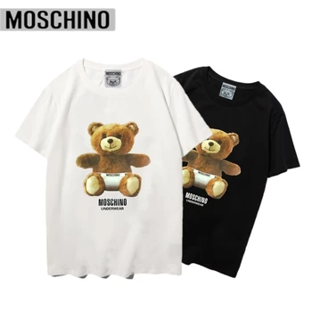 

2020 Moschino T-Shirt Cute Bear Women T-Shirts Short Sleeve Tops O-Neck Shirt for Women and Men Couples Lovers
