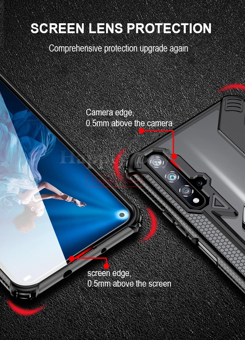 Кольцевой кронштейн чехол для телефона для huawei Honor 20 Pro чехол противоударный Прозрачный чехол для huawei Honor V20 9X Pro чехол задняя крышка