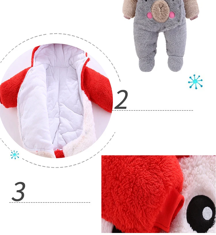 Baby Girl Romper Fleece Warm Cartoon Boys Jumpsuits Winter Thick Children Romper Autumn Unisex Newborn Winter Overalls Clothes