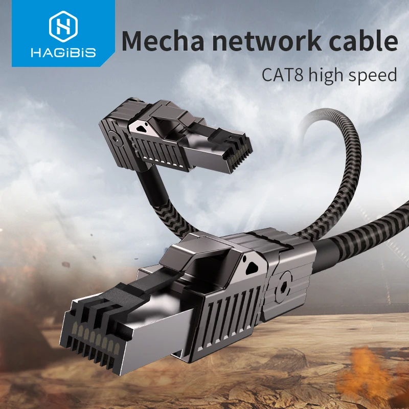 Hagibis Cat8 Ethernet Cable Super Speed RJ45 Network Cable 40Gbps Patch Cord S/FTP Cat 8 lan with Alloy Connector for Router PC