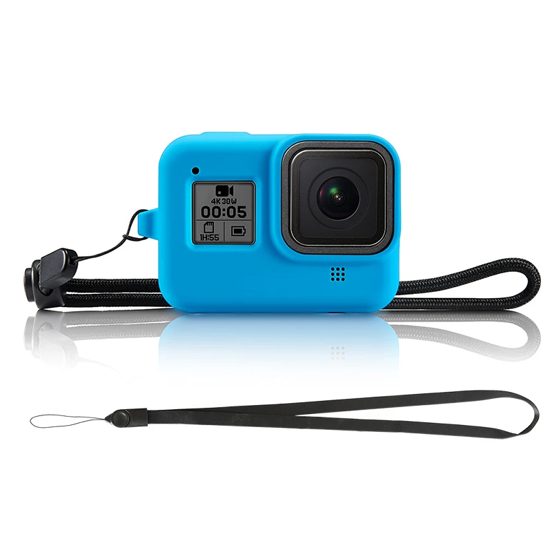 Силиконовый чехол для Gopro 8 hero 8 Black для спортивной камеры защитный чехол с ремешком на запястье для go pro hero 8 аксессуары - Цвет: Синий цвет