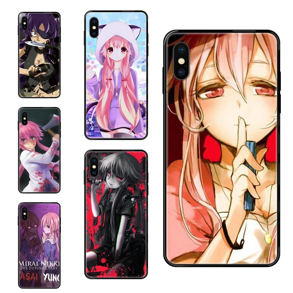 Аниме Mirai Nikki цветной черный мягкий ТПУ протектор экрана для Redmi Note 4 5 5A 6 7 8 8T 9 9S Pro Max
